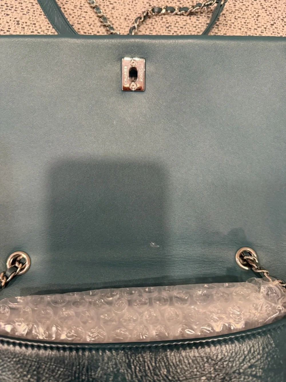 Chanel Green Leather Chain Crossbody Bag